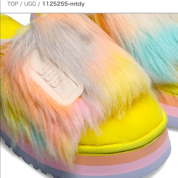 New UGG Fluff Yeah Disco Slide Platform Tie Dye Margarita Slipper - Picture 7 of 17